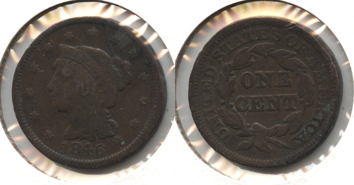 1846 Coronet Large Cent VG-8 #m Warped