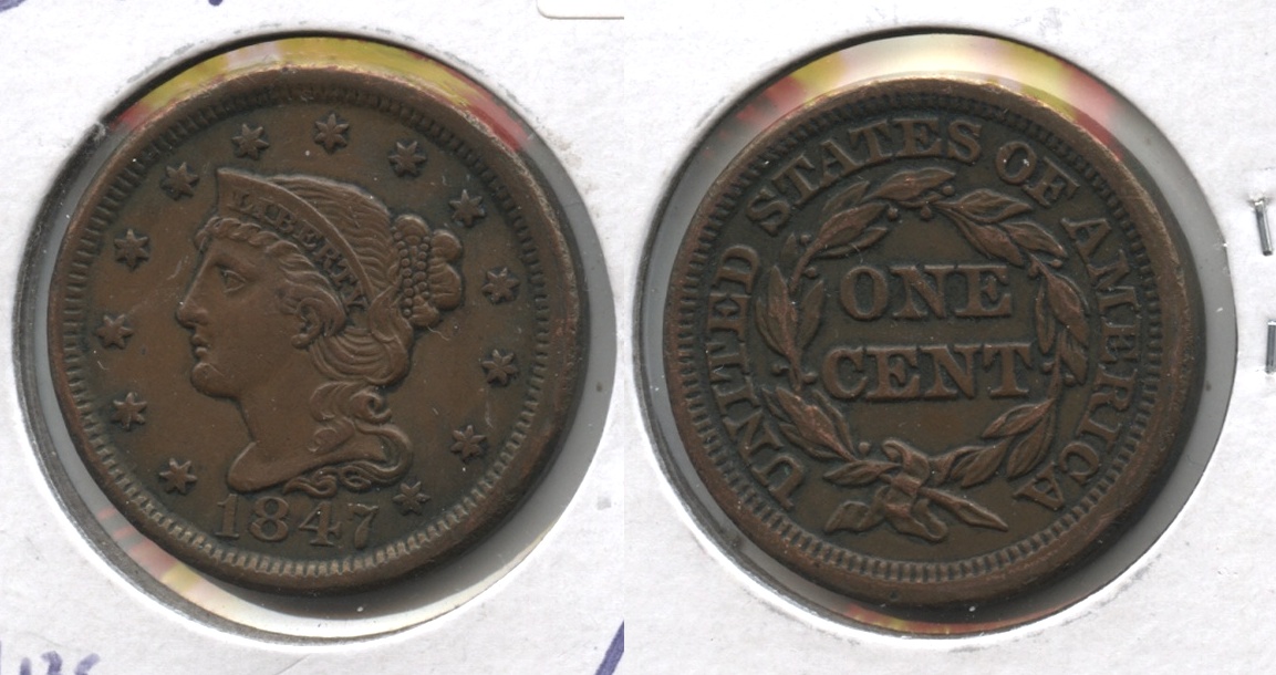 1847 Coronet Large Cent AU-50 #c