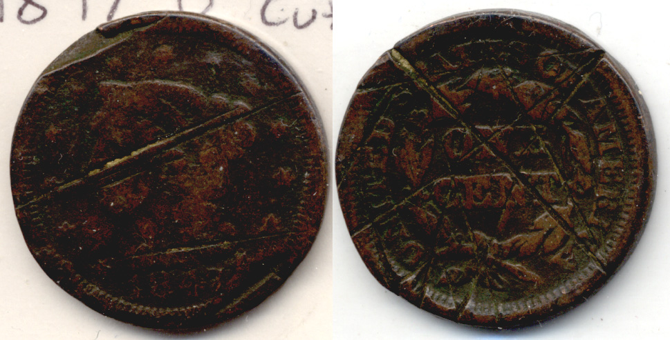 1847 Coronet Large Cent G-4 b Many Cuts