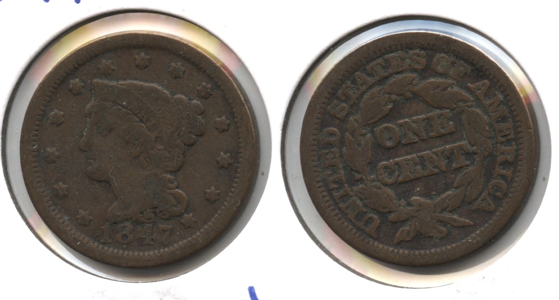 1847 Coronet Large Cent VG-8 #d