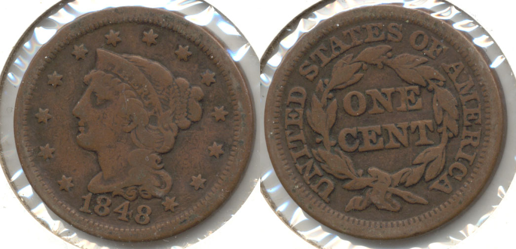 1848 Coronet Large Cent Fine-12