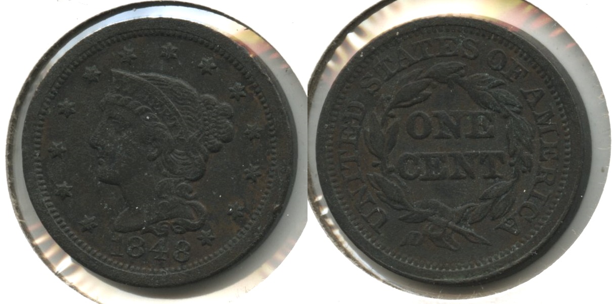 1848 Coronet Large Cent VF-20 #k Porous