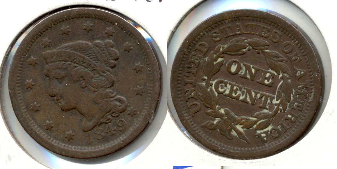 1849 Coronet Large Cent Fine-12 a Cleaned Retoned