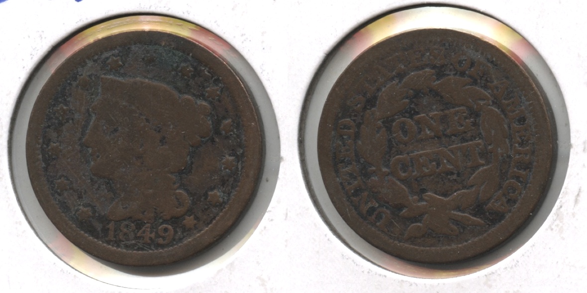 1849 Coronet Large Cent Good-4 #c Bit Dark