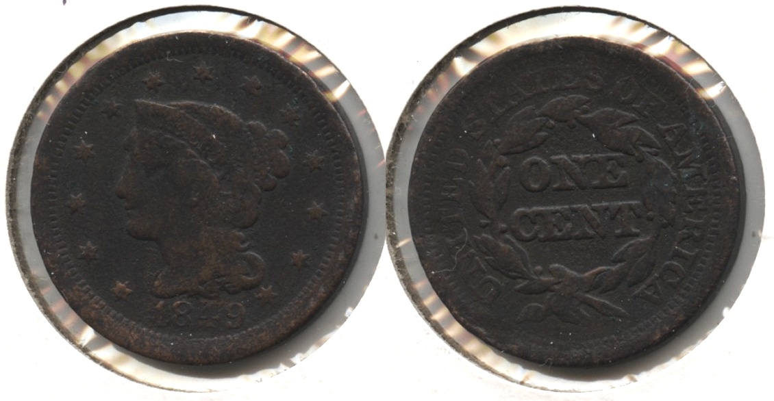 1849 Coronet Large Cent VG-8 #g Rough