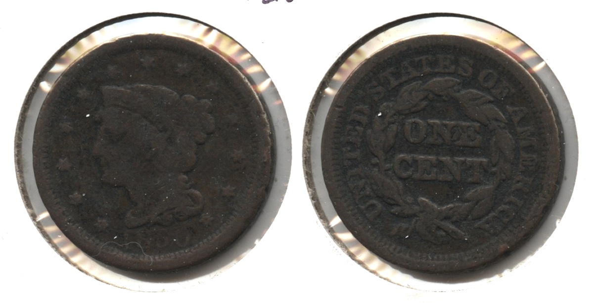 1850 Coronet Large Cent Good-4 Light Porosity