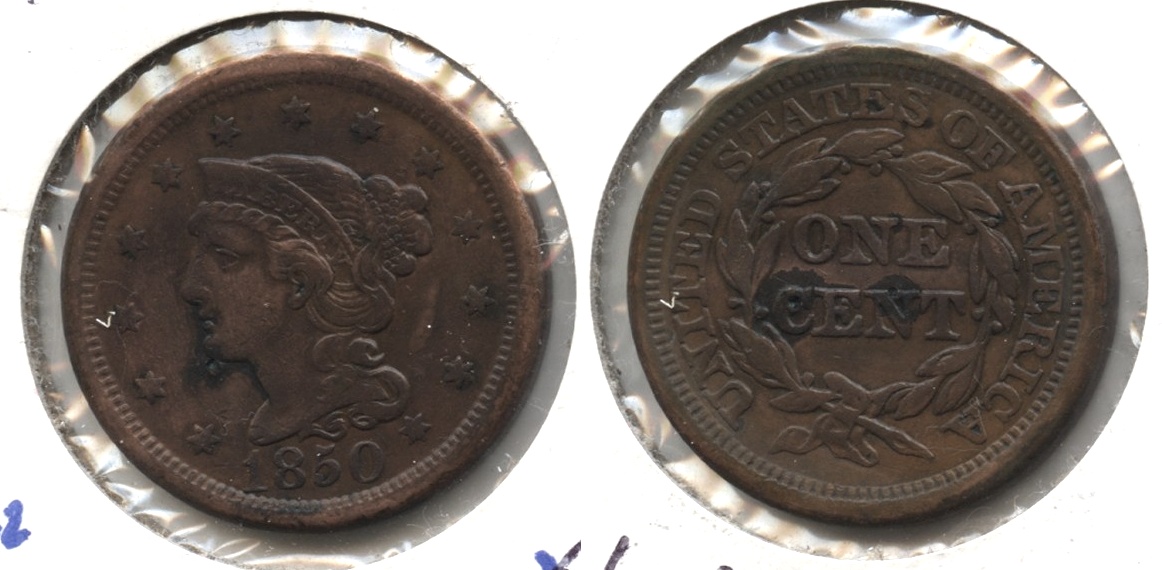 1850 Coronet Large Cent VF-20 #g Spot
