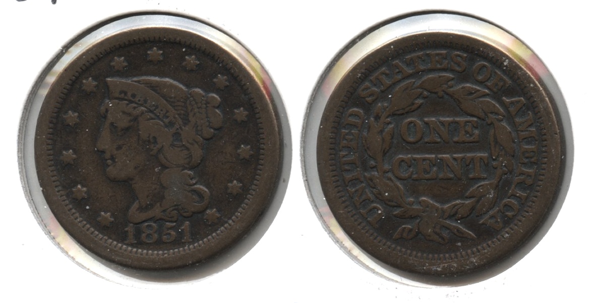 1851 Coronet Large Cent Fine-12 #aa