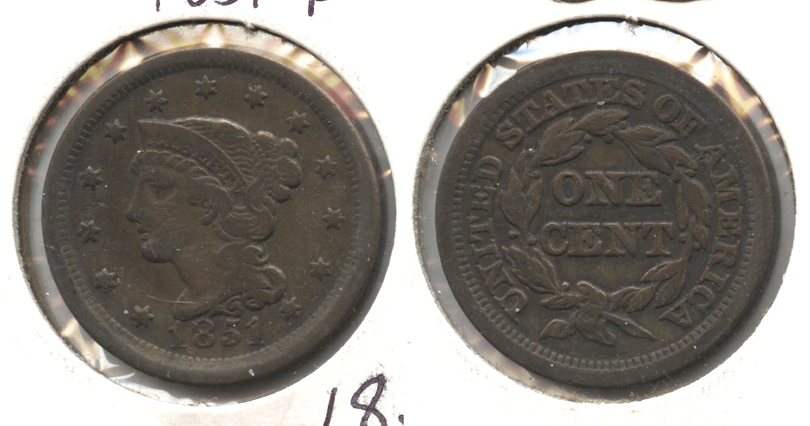 1851 Coronet Large Cent Fine-12 #ab