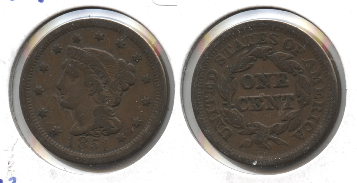 1851 Coronet Large Cent Fine-12 #ag