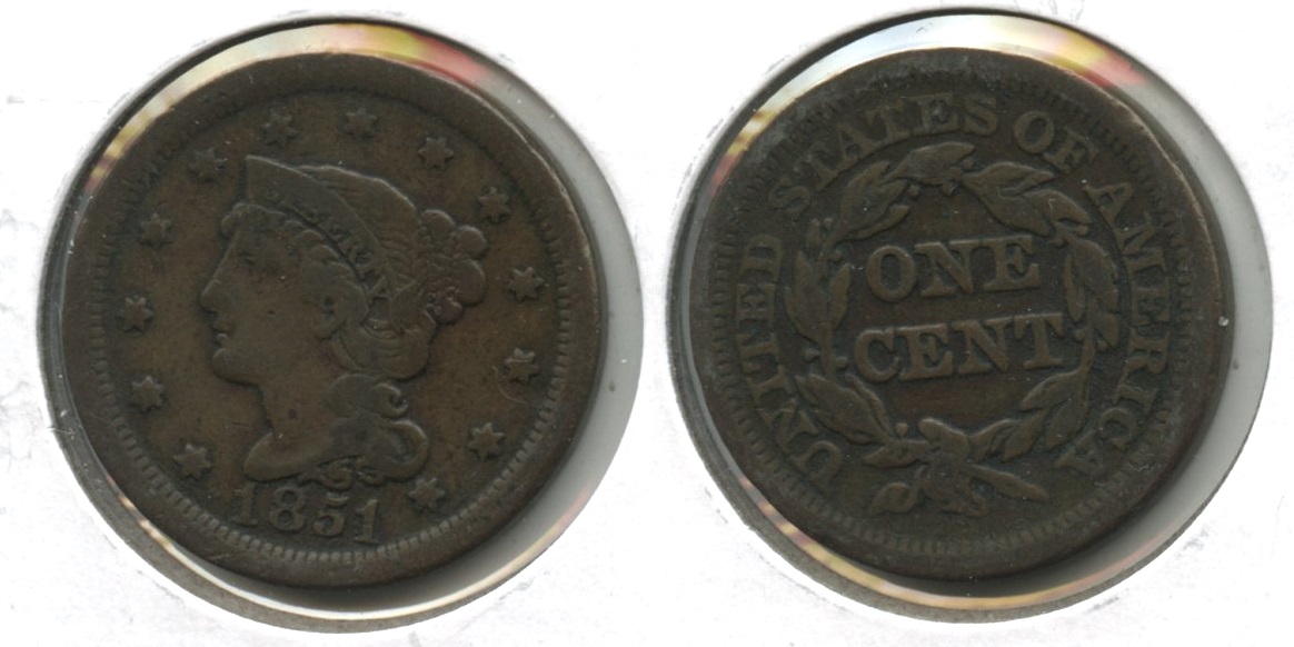 1851 Coronet Large Cent Fine-12 #am