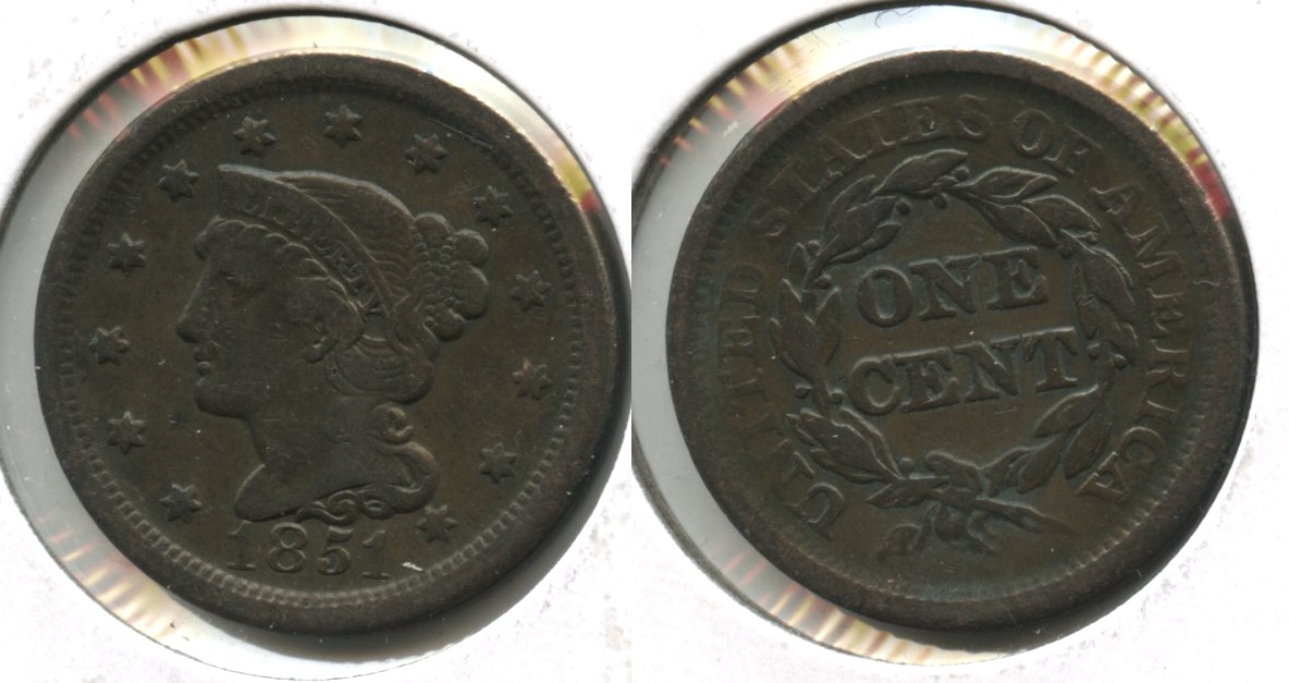 1851 Coronet Large Cent Fine-12 #ao