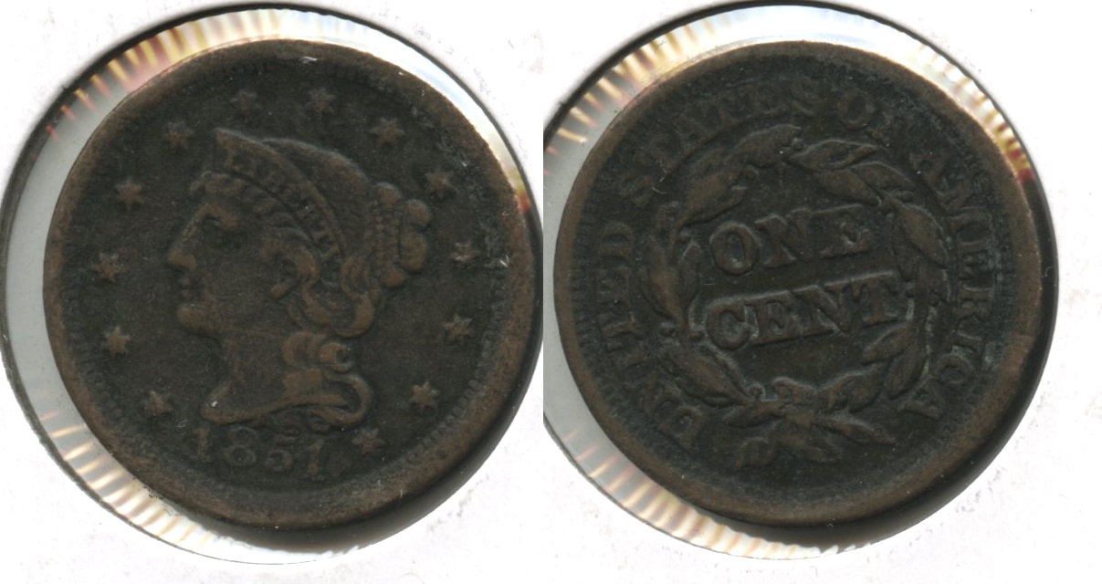 1851 Coronet Large Cent Fine-12 #aq