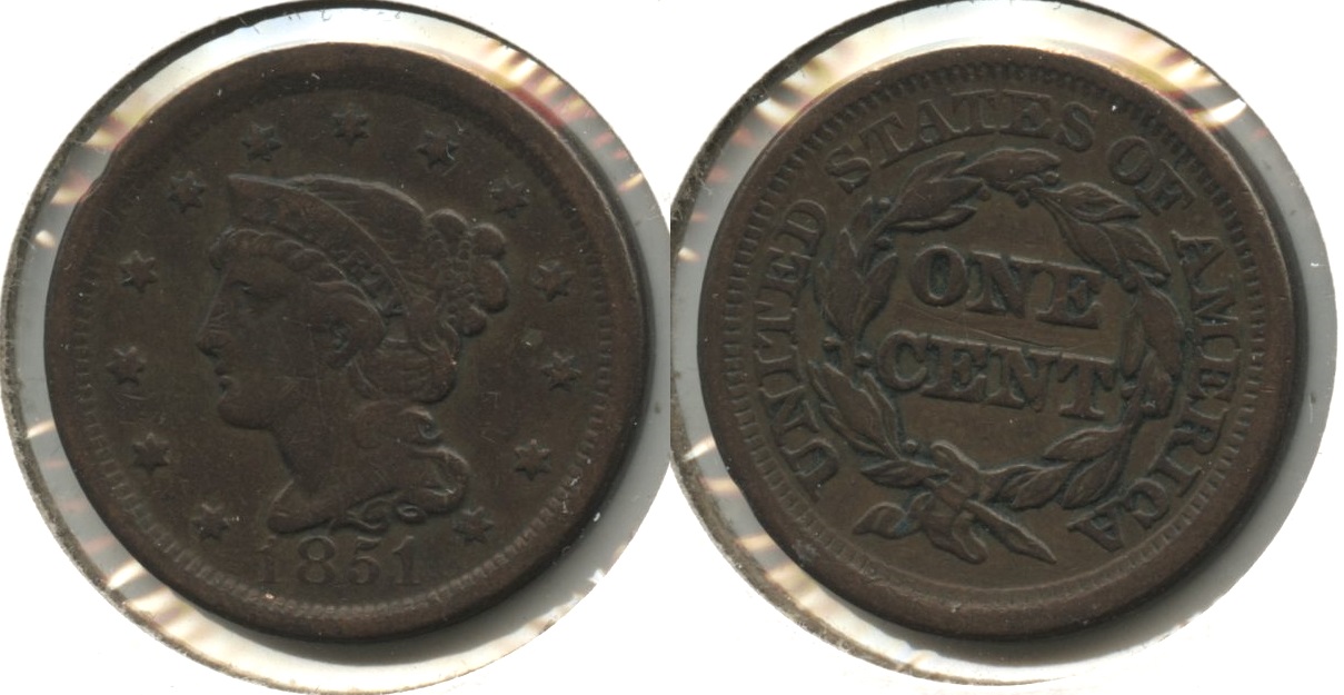 1851 Coronet Large Cent Fine-12 #az