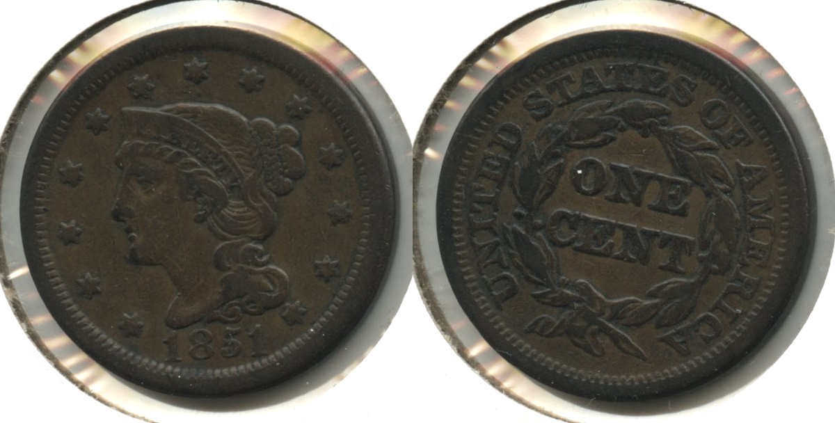 1851 Coronet Large Cent Fine-12 #ba