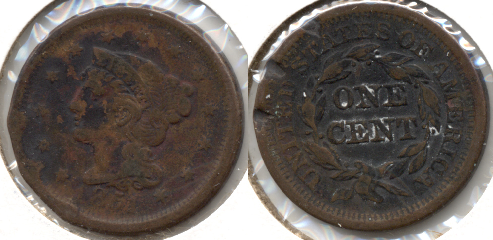 1851 Coronet Large Cent Fine-12 e Edge Bumps