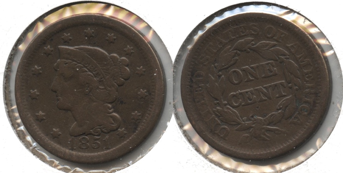 1851 Coronet Large Cent Fine-12 #t