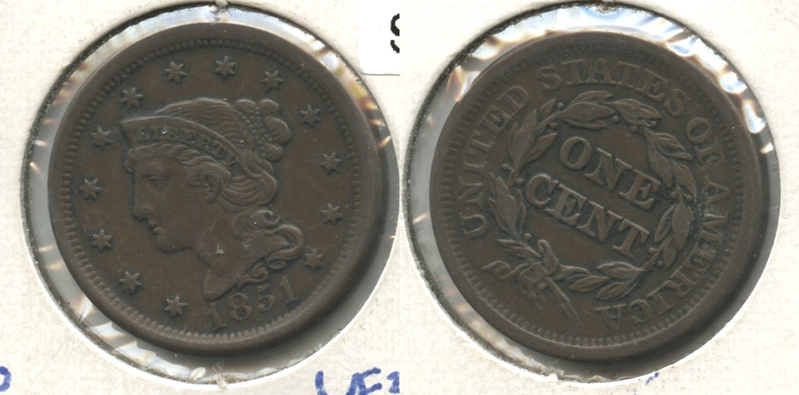 1851 Coronet Large Cent VF-30 #d
