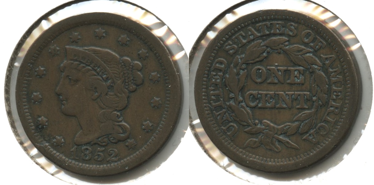 1852 Coronet Large Cent Fine-12 #ah Obverse Bump
