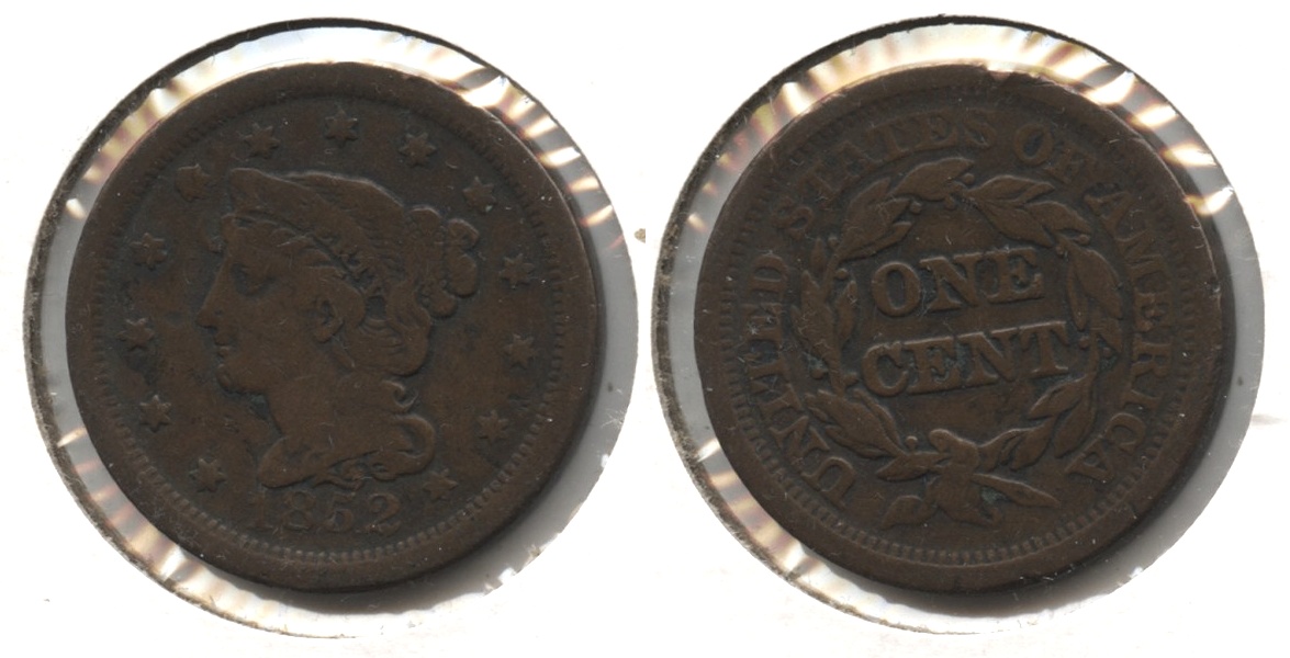1852 Coronet Large Cent Fine-12 #i Rim Bump
