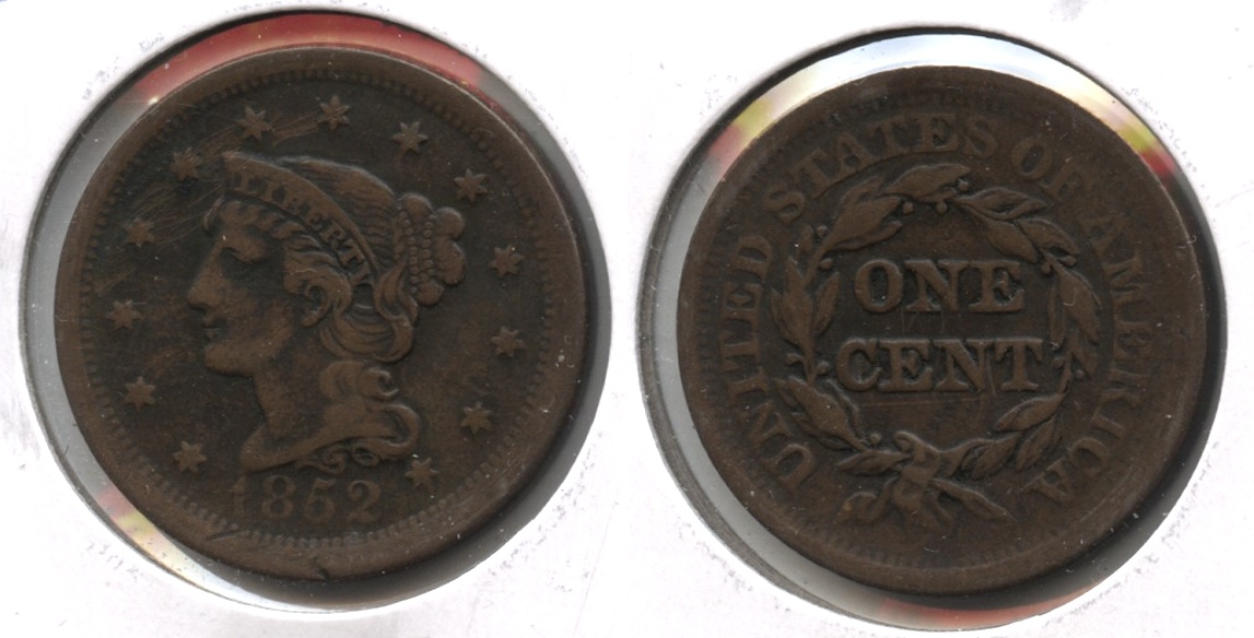 1852 Coronet Large Cent Fine-12 #j