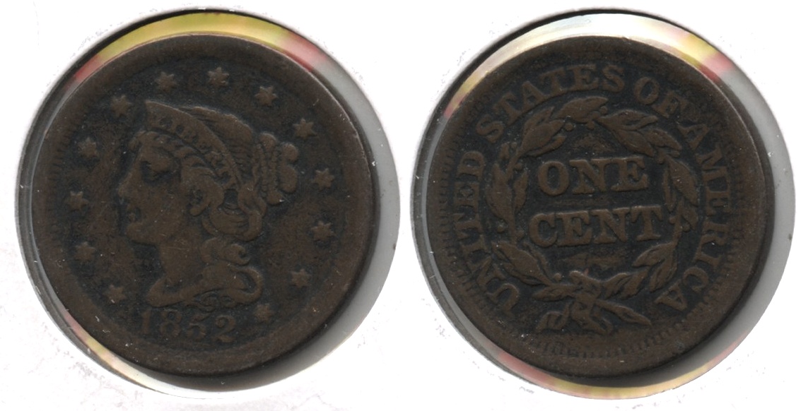 1852 Coronet Large Cent Fine-12 #m