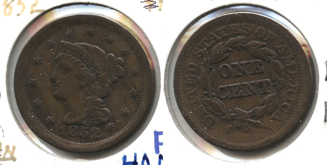 1852 Coronet Large Cent Fine-12 #n