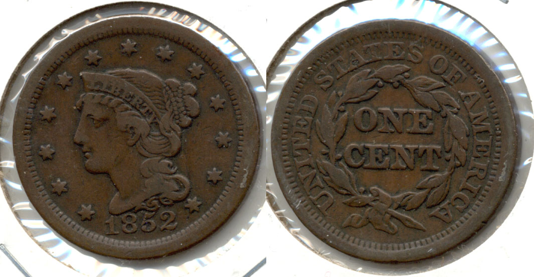 1852 Coroned Large Cent VF-20 d