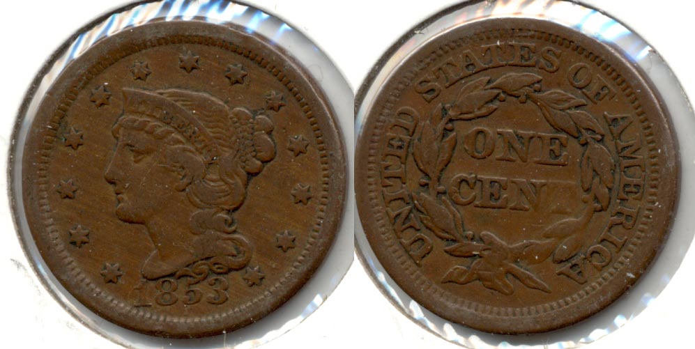 1853 Coroned Large Cent Fine-12 a