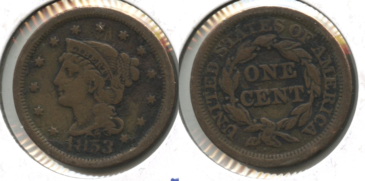 1853 Coronet Large Cent Fine-12 #ab