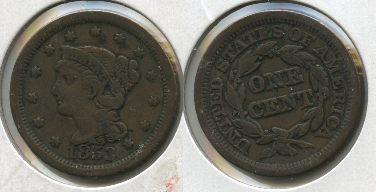 1853 Coronet Large Cent Fine-12 #ad