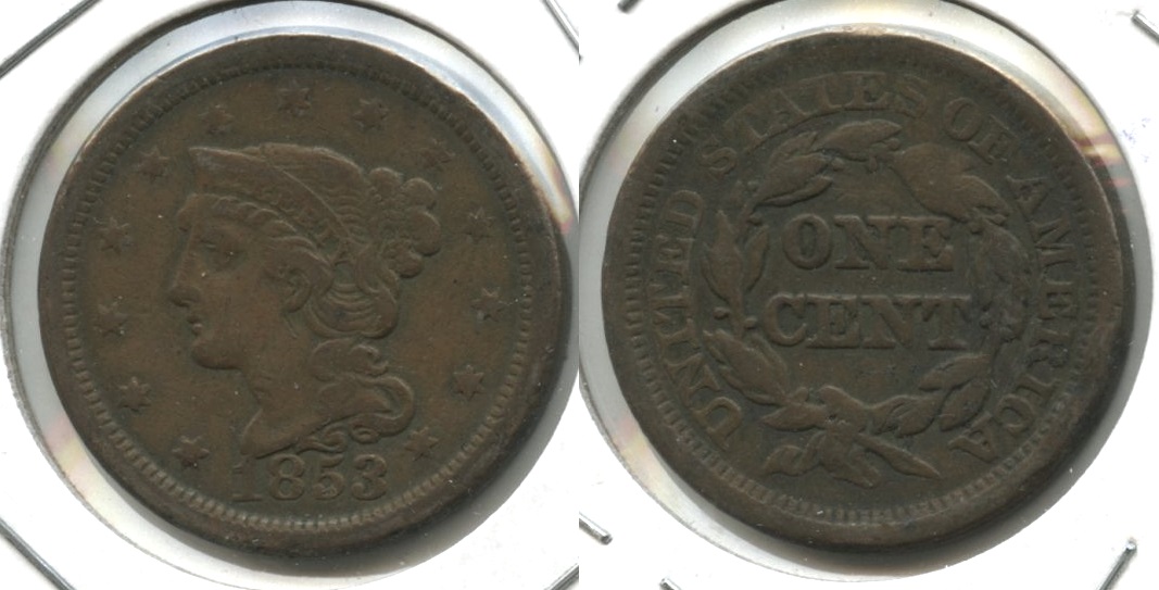 1853 Coronet Large Cent Fine-12 #af