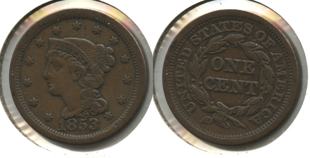 1853 Coronet Large Cent Fine-12 #ag