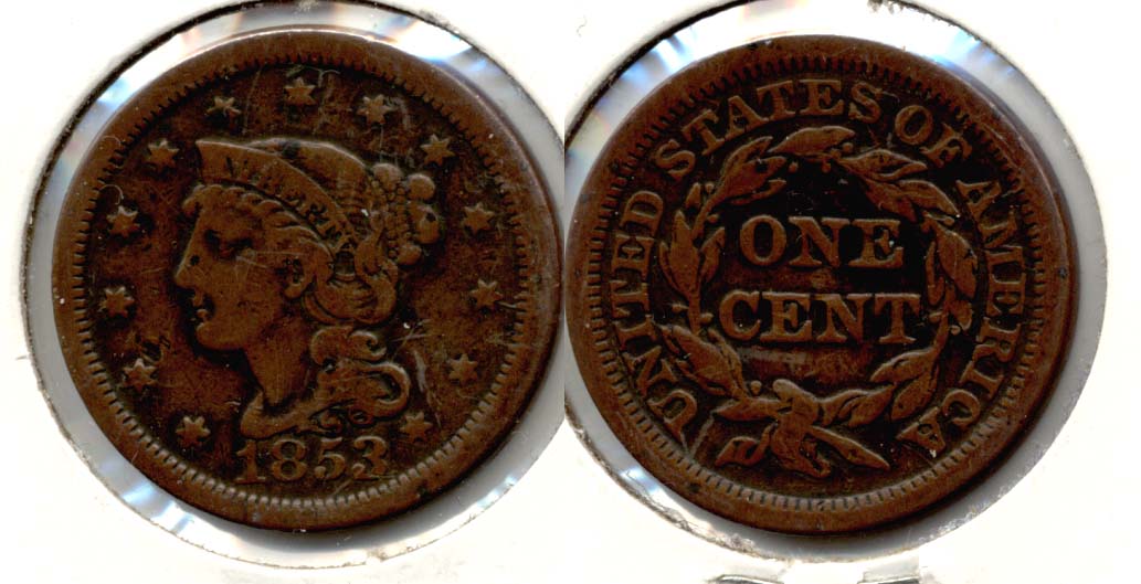 1853 Coroned Large Cent Fine-12 d