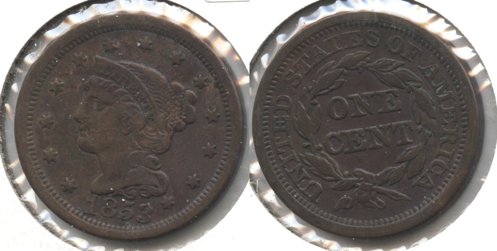 1853 Coronet Large Cent Fine-12 #f