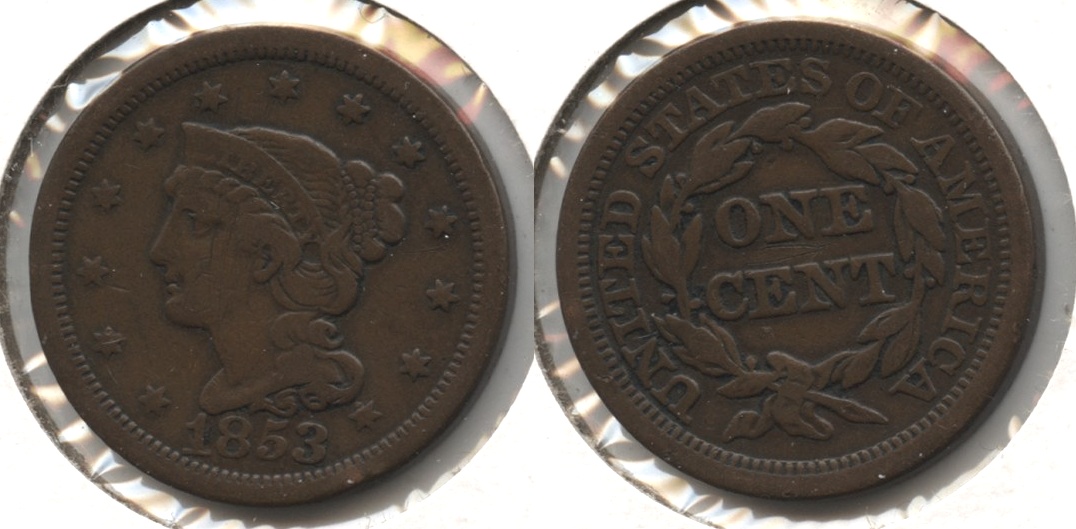 1853 Coronet Large Cent Fine-12 #o