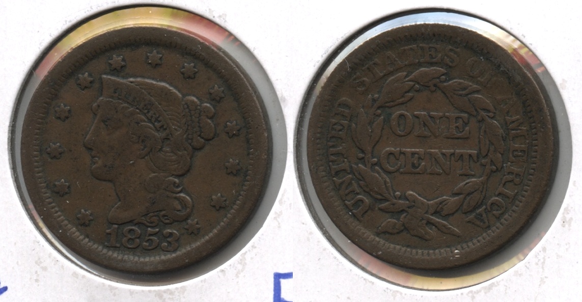 1853 Coronet Large Cent Fine-12 #u