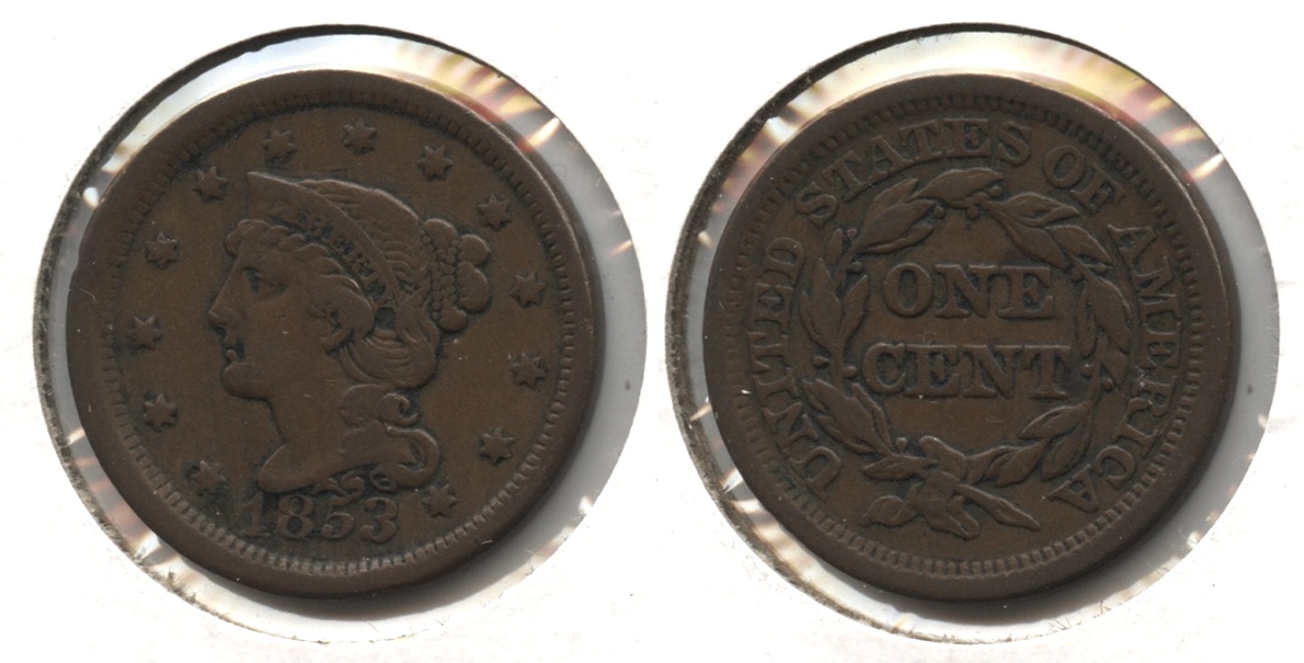 1853 Coronet Large Cent Fine-12 #w
