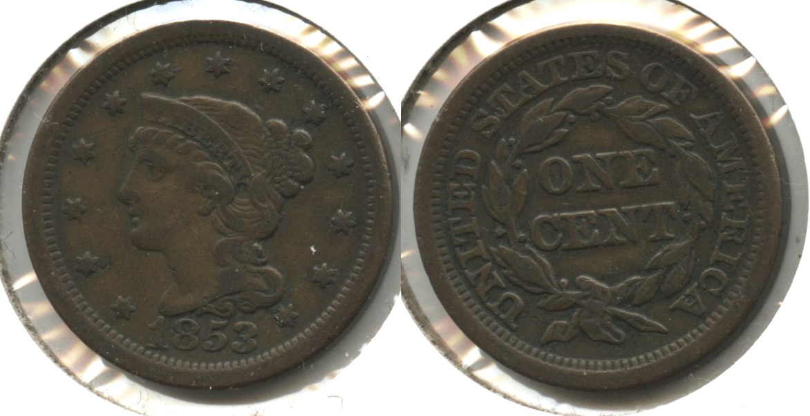 1853 Coronet Large Cent Fine-15 #b