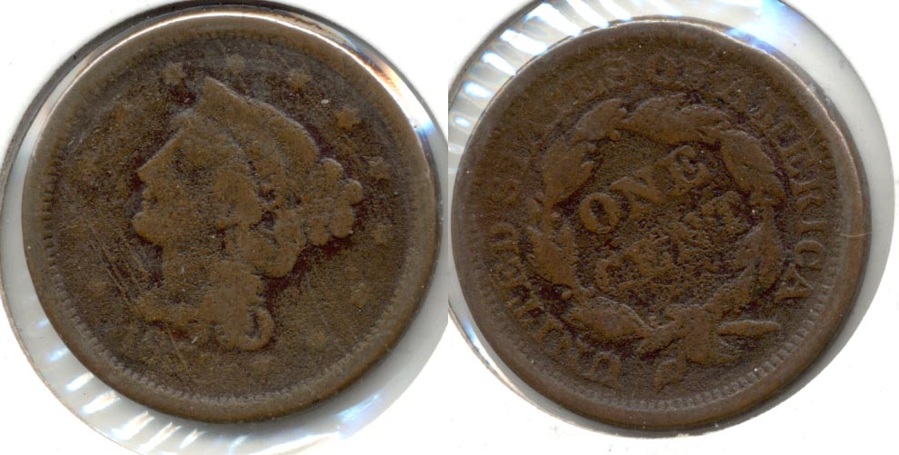 1853 Coroned Large Cent Good-4 a Porous