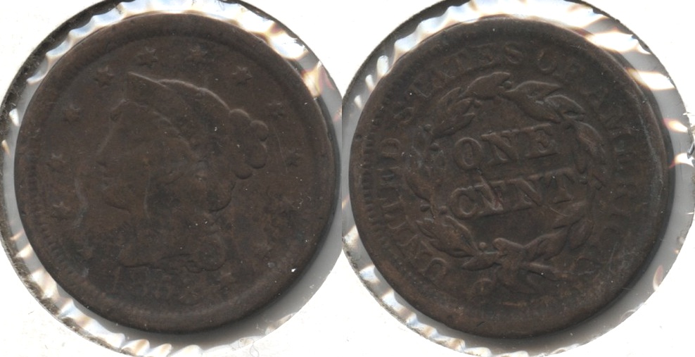1853 Coronet Large Cent Good-4 c Reverse Hit