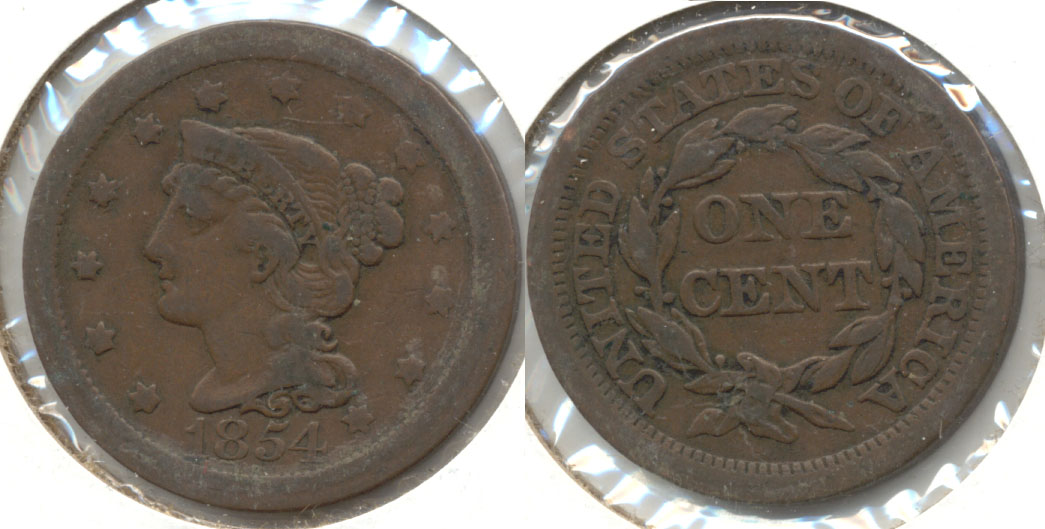 1854 Coroned Large Cent Fine-12 a
