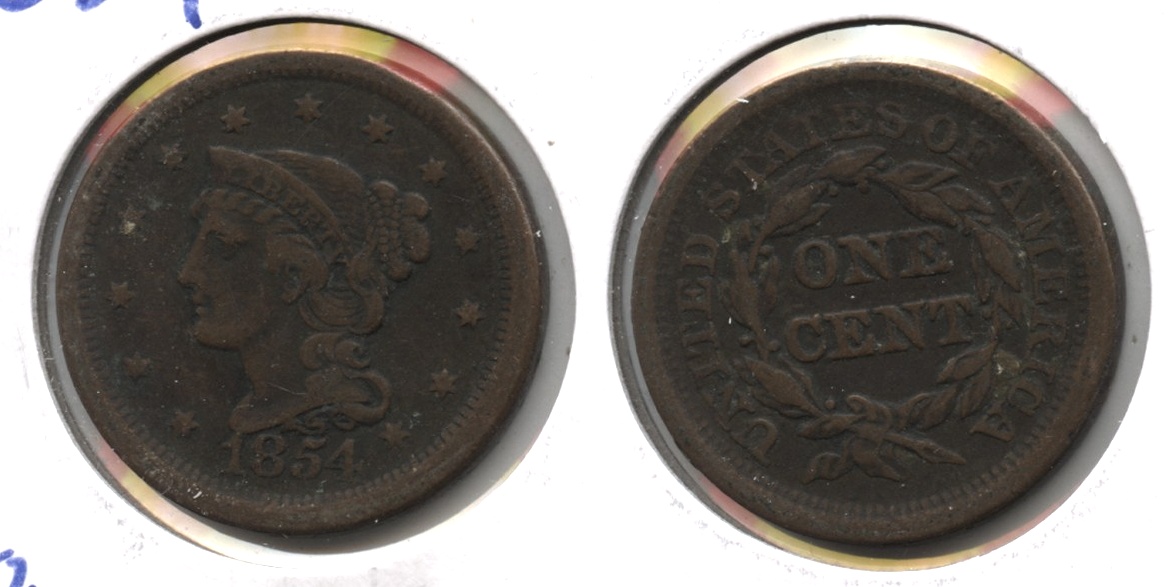 1854 Coronet Large Cent Fine-12 #j