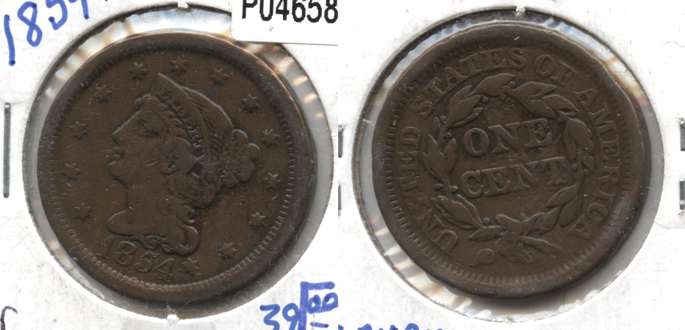 1854 Coronet Large Cent Fine-12 #r