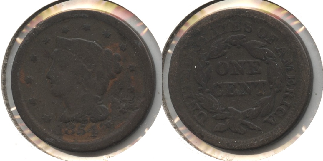 1854 Coronet Large Cent Good-4 #b Rough