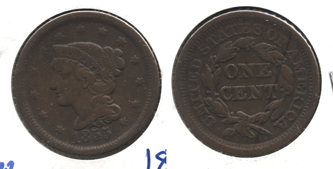 1855 Coronet Large Cent Fine-12 #f