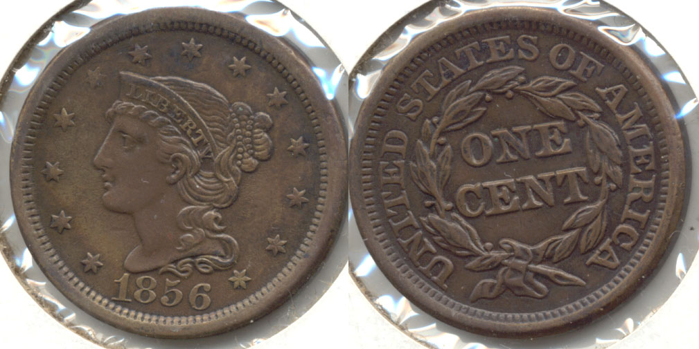 1856 Coronet Large Cent AU-50