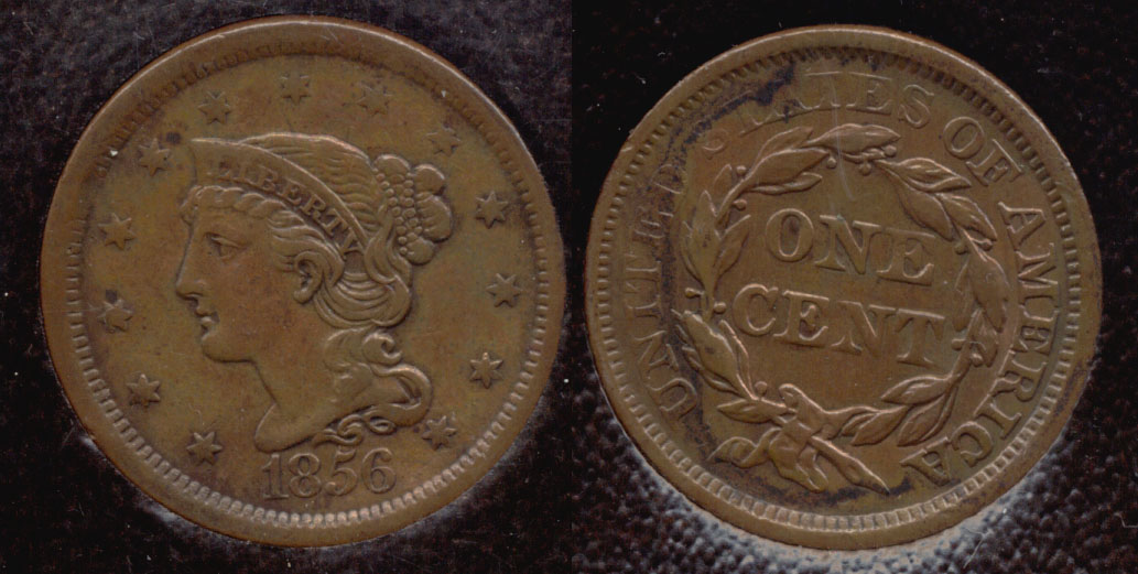 1856 Coronet Large Cent EF-40 a