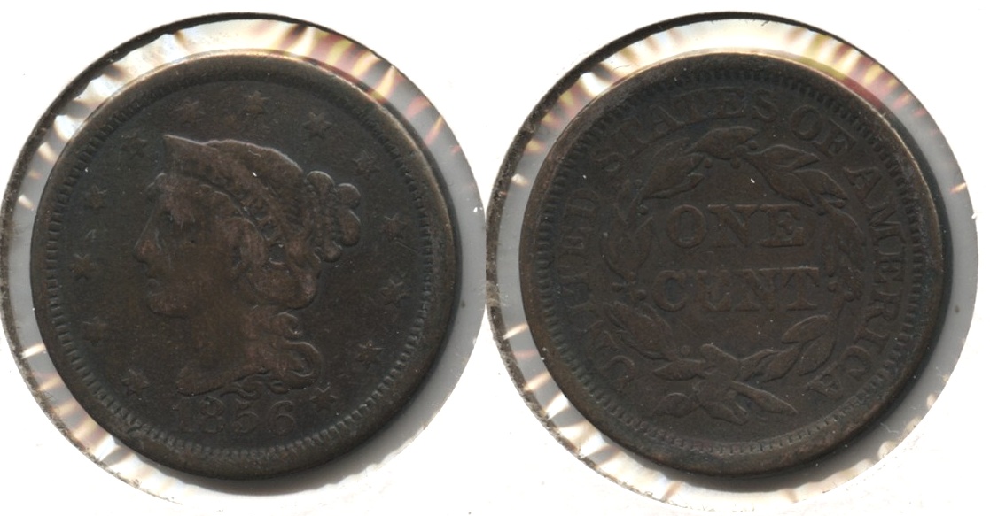 1856 Coronet Large Cent VG-8 #c Slight Bend