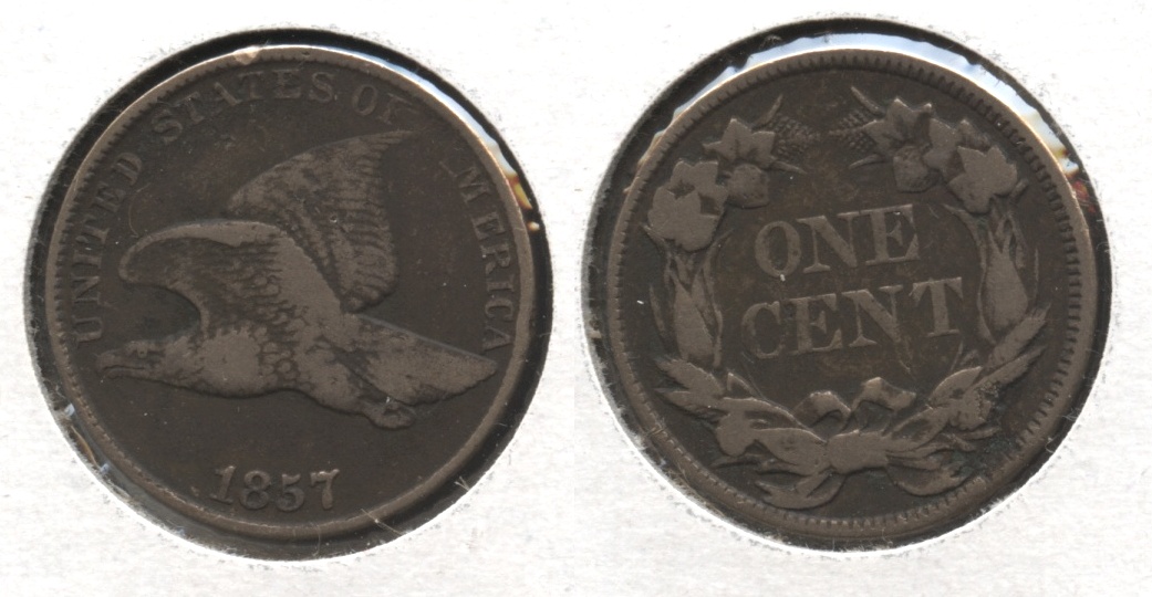 1857 Flying Eagle Cent Fine-12 #af Dark